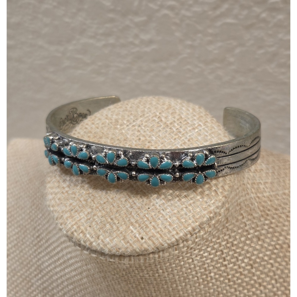 Lucky Brand Turquoise Southwestern Cuff Bracelet 7.25" - Picture 2 of 4